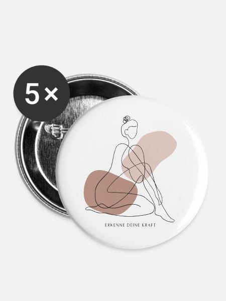 Linienfigur in Erd-Tönen - Buttons groß 56 mm (5er Pack) - Weiß