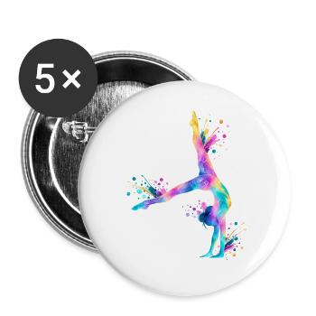 Turnerin Gymnastik Handstand  - Buttons groß 56 mm (5er Pack) - Weiß - Vorne