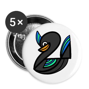 Neonschwanen-Glyphe - Buttons groß 56 mm (5er Pack) - Weiß - Vorne