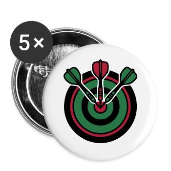 Dartboard Pfeile Logo - Buttons groß 56 mm (5er Pack) - Weiß - Vorne