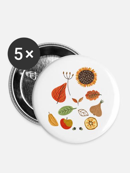 Herbst Liebhaber - Buttons groß 56 mm (5er Pack) - Weiß