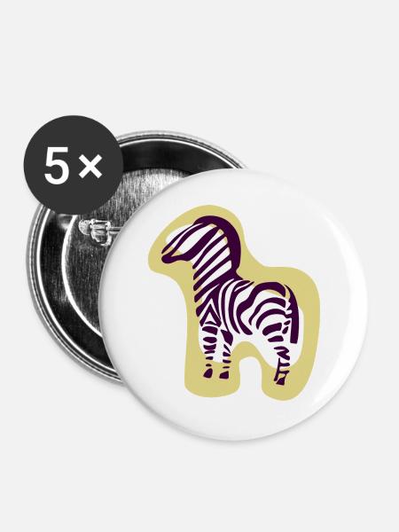 animals_zebra - Buttons groß 56 mm (5er Pack) - Weiß