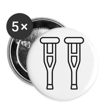 Linien-Symbol für medizinische Krücken - Buttons groß 56 mm (5er Pack) - Weiß - Vorne