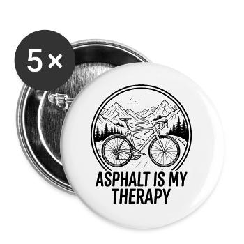 Asphalt ist mein Therapie-Radrad-Mountainbike-Shirt - Buttons groß 56 mm (5er Pack) - Weiß - Vorne