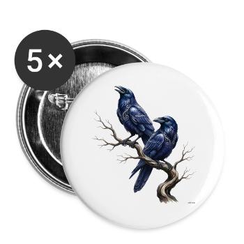 Celtic Ravens Zweig-Design. - Buttons groß 56 mm (5er Pack) - Weiß - Vorne