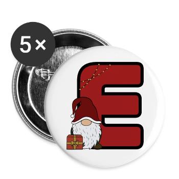 E-Weihnachtsgnom mit Geschenk - Buttons groß 56 mm (5er Pack) - Weiß - Vorne