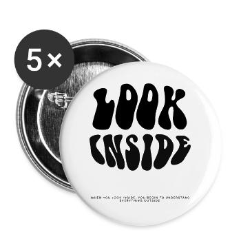 Look Inside – Psychedelischer Blob - Buttons groß 56 mm (5er Pack) - Weiß - Vorne
