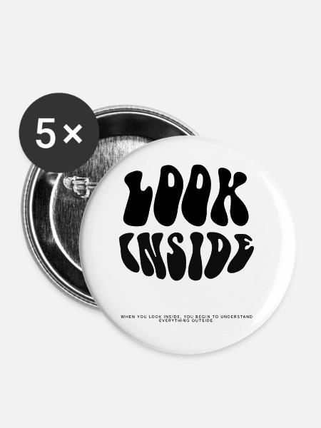 Look Inside – Psychedelischer Blob - Buttons groß 56 mm (5er Pack) - Weiß