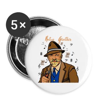 Anton Günther, Miriquidi Liedermacher - Buttons groß 56 mm (5er Pack) - Weiß - Vorne