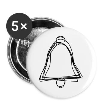 Glocke handgezeichnet - Buttons groß 56 mm (5er Pack) - Weiß - Vorne