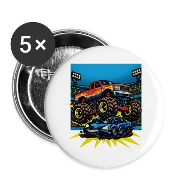 Monstertruck-Show unter Arena-Lichtern - Buttons groß 56 mm (5er Pack) - Weiß - Vorne