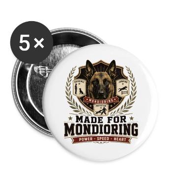 Mondioring Malinois - Buttons groß 56 mm (5er Pack) - Weiß - Vorne