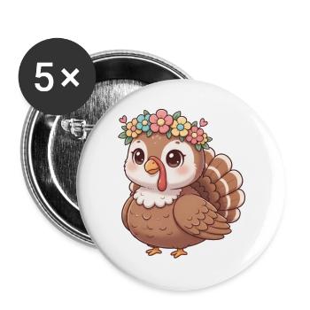 Truthahn  - Buttons groß 56 mm (5er Pack) - Weiß - Vorne