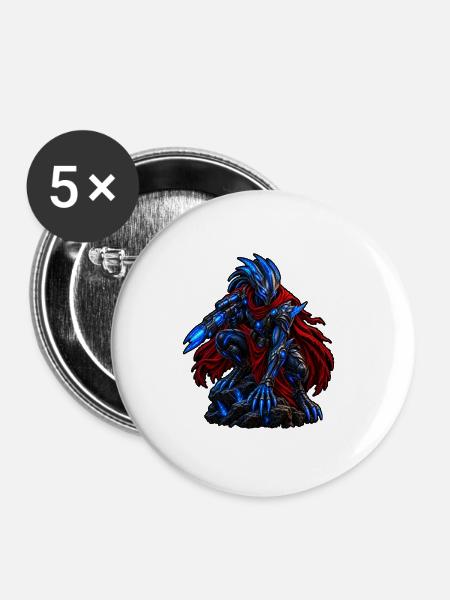 Kristall Alien – Futuristisches Sci-Fi Monster - Buttons groß 56 mm (5er Pack) - Weiß
