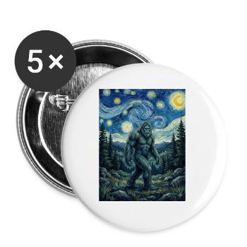 Bigfoot Sternennacht – Sasquatch-Campingkunst - Buttons groß 56 mm (5er Pack) - Weiß - Vorne