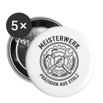 Meisterwerk Handwerker – Präzision aus Stolz - Buttons groß 56 mm (5er Pack) - Weiß - Vorne