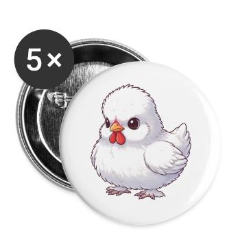 Seidenhuhn - Buttons groß 56 mm (5er Pack) - Weiß - Vorne