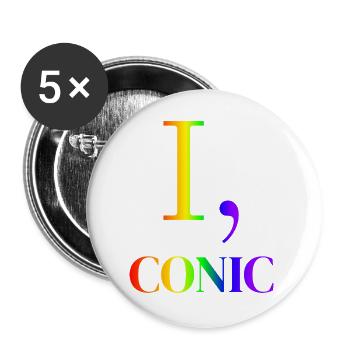  I, conic - ikonisch für Ikonen Geschenkidee bunt  - Buttons groß 56 mm (5er Pack) - Weiß - Vorne