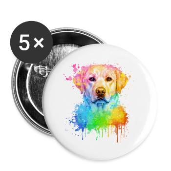 Labrador Retriever Aquarell Illustration - Buttons groß 56 mm (5er Pack) - Weiß - Vorne