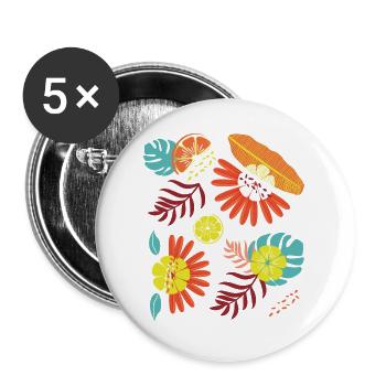 Tropical  - Buttons groß 56 mm (5er Pack) - Weiß - Vorne