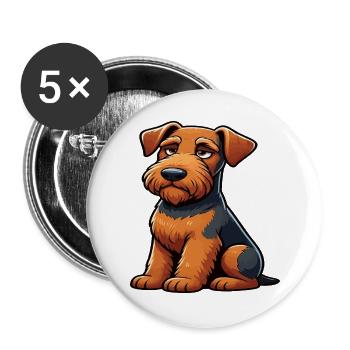 Airedale Terrier Airedales Airedaleliebhaber - Buttons groß 56 mm (5er Pack) - Weiß - Vorne