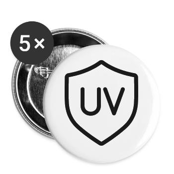 UV-Schutz-Schildlinien-Symbol - Buttons groß 56 mm (5er Pack) - Weiß - Vorne