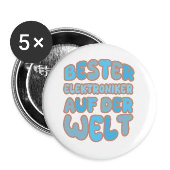 Geschenk für Elektroniker - Buttons groß 56 mm (5er Pack) - Weiß - Vorne