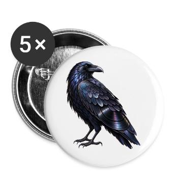 Irisierender Rabe um Mitternacht - Buttons groß 56 mm (5er Pack) - Weiß - Vorne