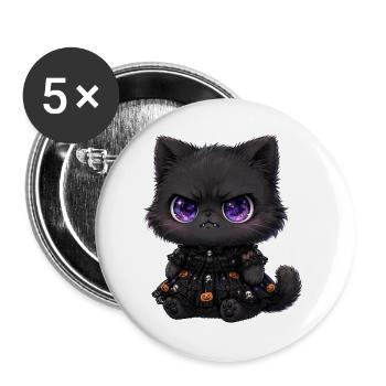 Kosmische Katze in Halloween-Spitze - Buttons groß 56 mm (5er Pack) - Weiß - Vorne