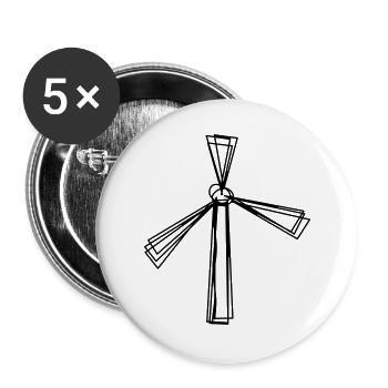 Windrad handgezeichnet - Buttons groß 56 mm (5er Pack) - Weiß - Vorne