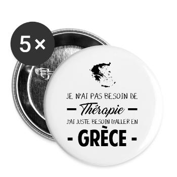 Ich brauche keine Therapie, ich brauche sie nur... - Buttons groß 56 mm (5er Pack) - Weiß - Vorne