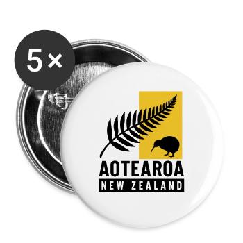 Aotearoa - New Zealand - Kiwi - Neuseeland - Buttons groß 56 mm (5er Pack) - Weiß - Vorne