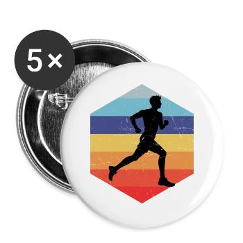 Geschenkidee für einen Running mit Running - Buttons groß 56 mm (5er Pack) - Weiß - Vorne