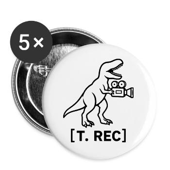 Dinosaurier Kameramann | Film Humor - Buttons groß 56 mm (5er Pack) - Weiß - Vorne