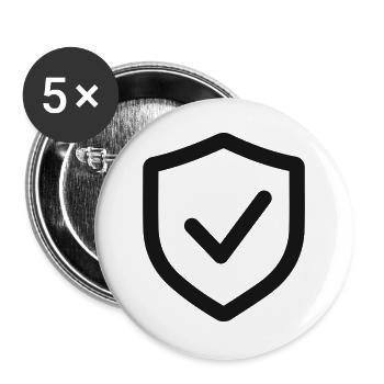 Secure Shield Check Line Symbol - Buttons groß 56 mm (5er Pack) - Weiß - Vorne