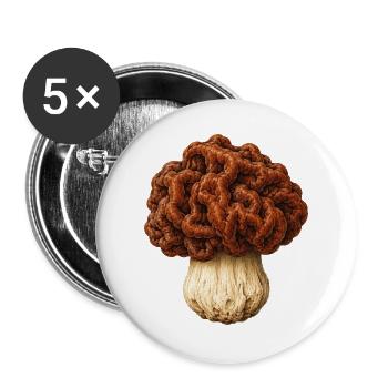 Gyromitra Gehirnpilz-Mütze - Buttons groß 56 mm (5er Pack) - Weiß - Vorne