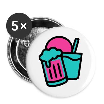 Bierkruege Neon Grafik - Buttons groß 56 mm (5er Pack) - Weiß - Vorne