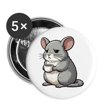 Chinchilla Chinchillas Chinchillabesitzer Nagetier - Buttons groß 56 mm (5er Pack) - Weiß - Vorne