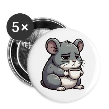 Chinchilla Chinchillas Chinchillabesitzer Nagetier - Buttons groß 56 mm (5er Pack) - Weiß - Vorne