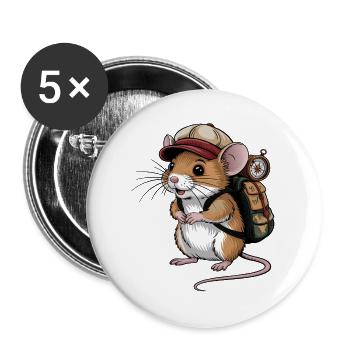Outdoor Maus - Buttons groß 56 mm (5er Pack) - Weiß - Vorne