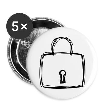Vorhängeschloss handgezeichnet - Buttons groß 56 mm (5er Pack) - Weiß - Vorne