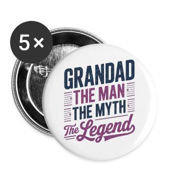 Opa der Mann, der Mythos, die Legende - Buttons groß 56 mm (5er Pack) - Weiß - Vorne
