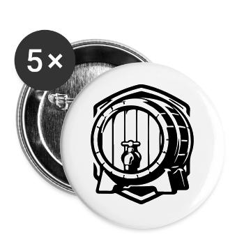 Bierfass Symbol Bier - Buttons groß 56 mm (5er Pack) - Weiß - Vorne