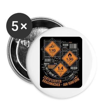 Pyro Gefahrgut - Buttons groß 56 mm (5er Pack) - Weiß - Vorne