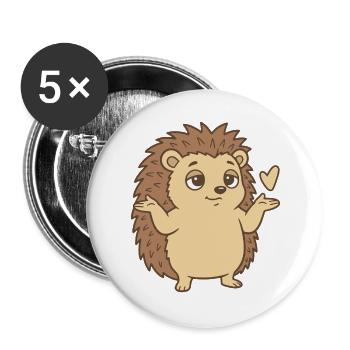 Igel Achselzucken Geste Herz - Buttons groß 56 mm (5er Pack) - Weiß - Vorne