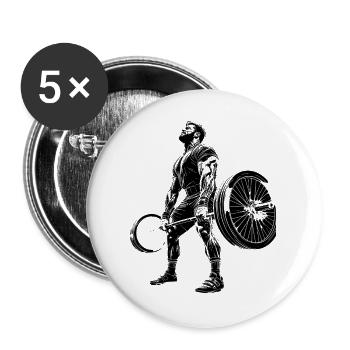 Bodybuilder - Buttons groß 56 mm (5er Pack) - Weiß - Vorne