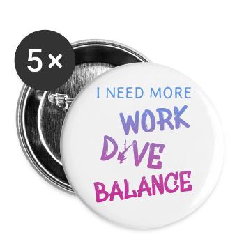 Work-Life Balance Tauchen Diving - Buttons groß 56 mm (5er Pack) - Weiß - Vorne