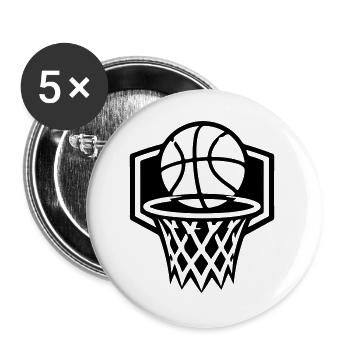 Basketball Korb Symbol - Buttons groß 56 mm (5er Pack) - Weiß - Vorne