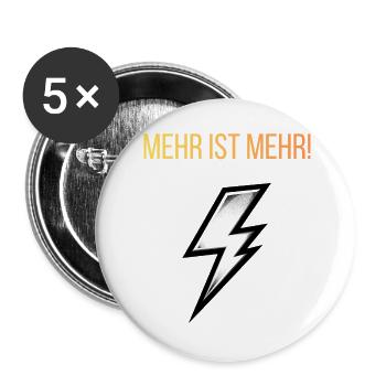 Mehr Ist Mehr – Elektrischer Blitz - Buttons groß 56 mm (5er Pack) - Weiß - Vorne