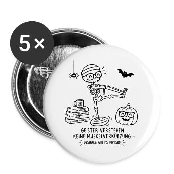 Physio Halloween Nerd Skelett Anatomie Geschenk - Buttons groß 56 mm (5er Pack) - Weiß - Vorne